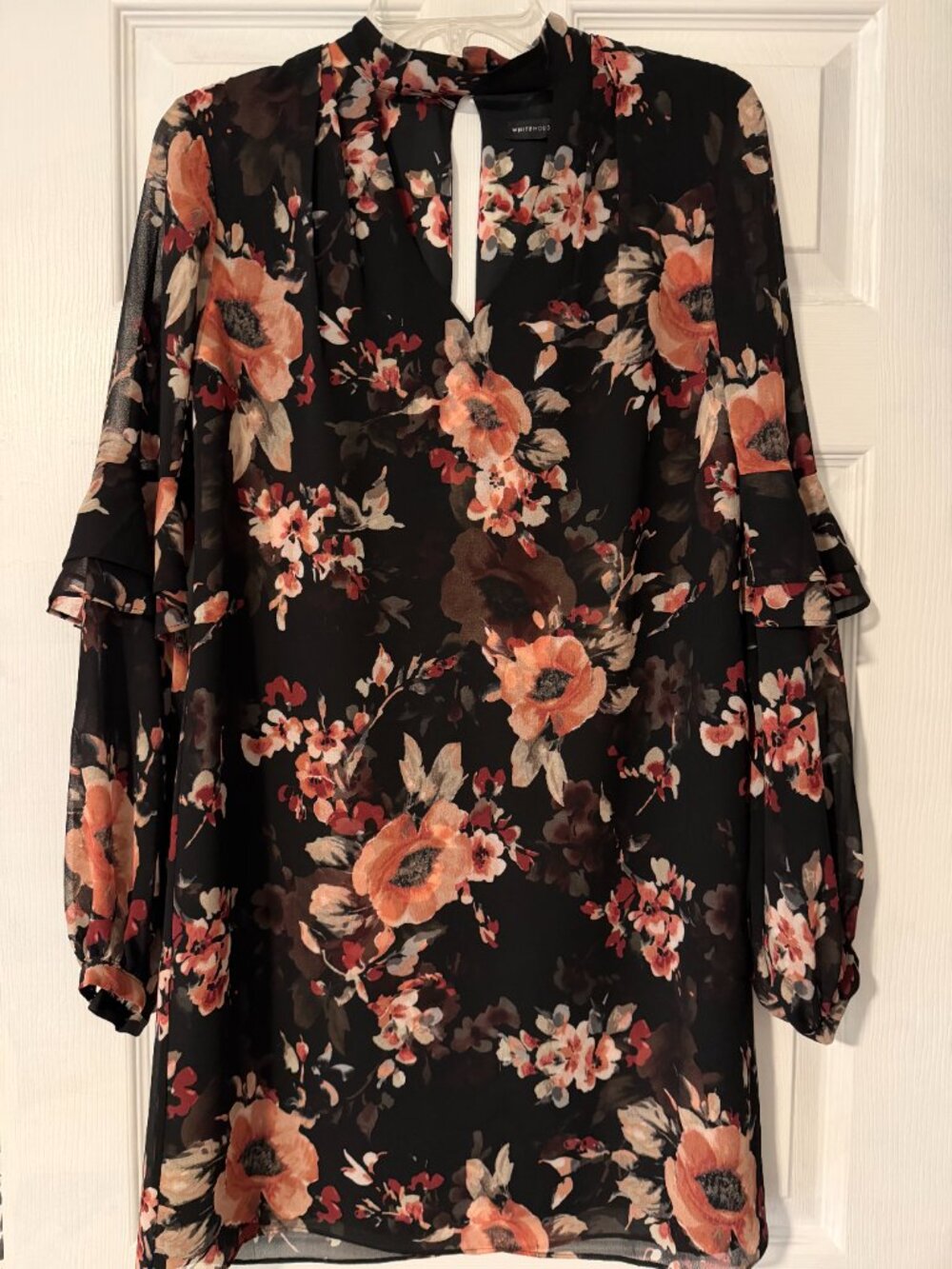 Black Floral Dress - WHBM - XS